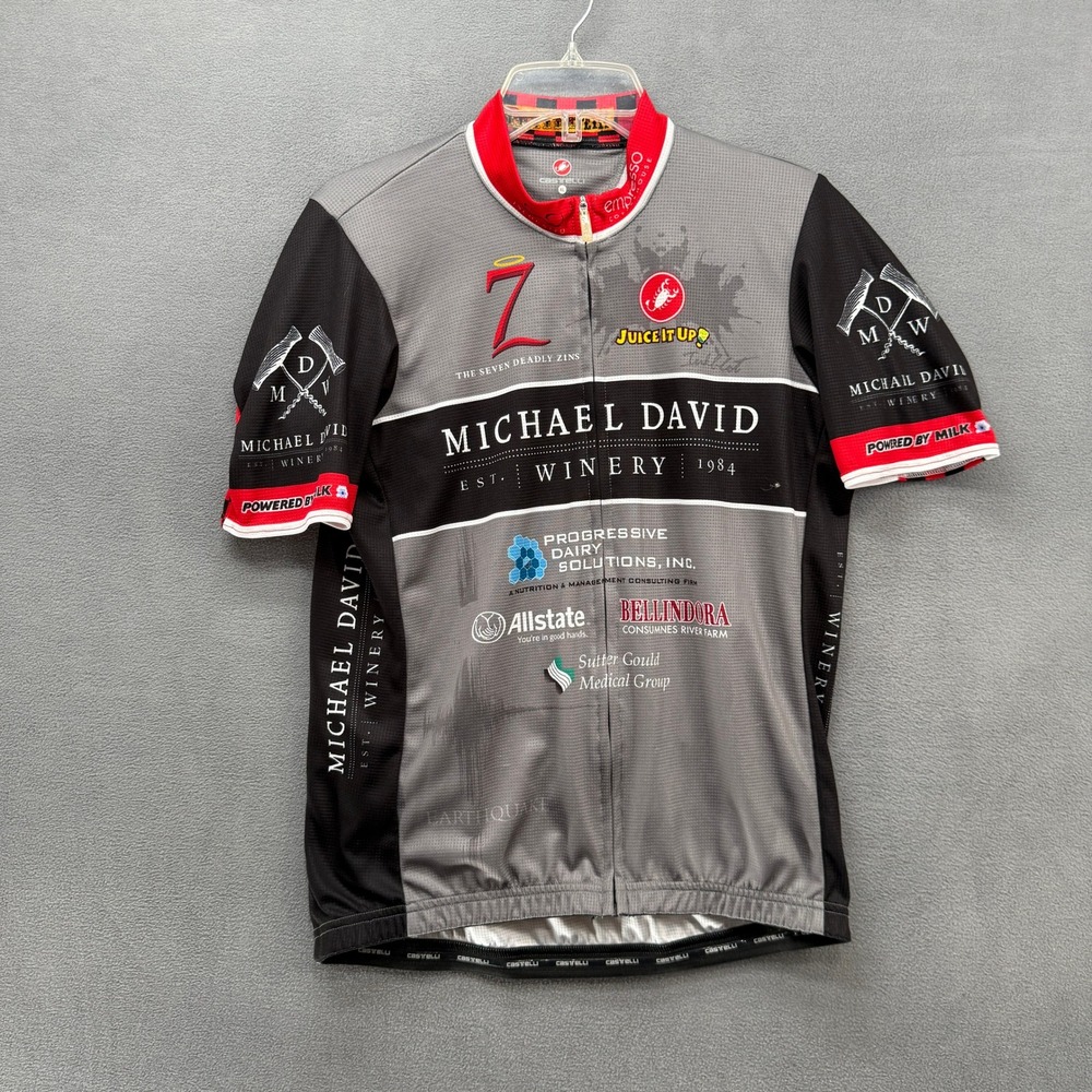 Castelli Cycling Jersey Mens XL Full Zip Michael David Winery Seven Deadly Zins